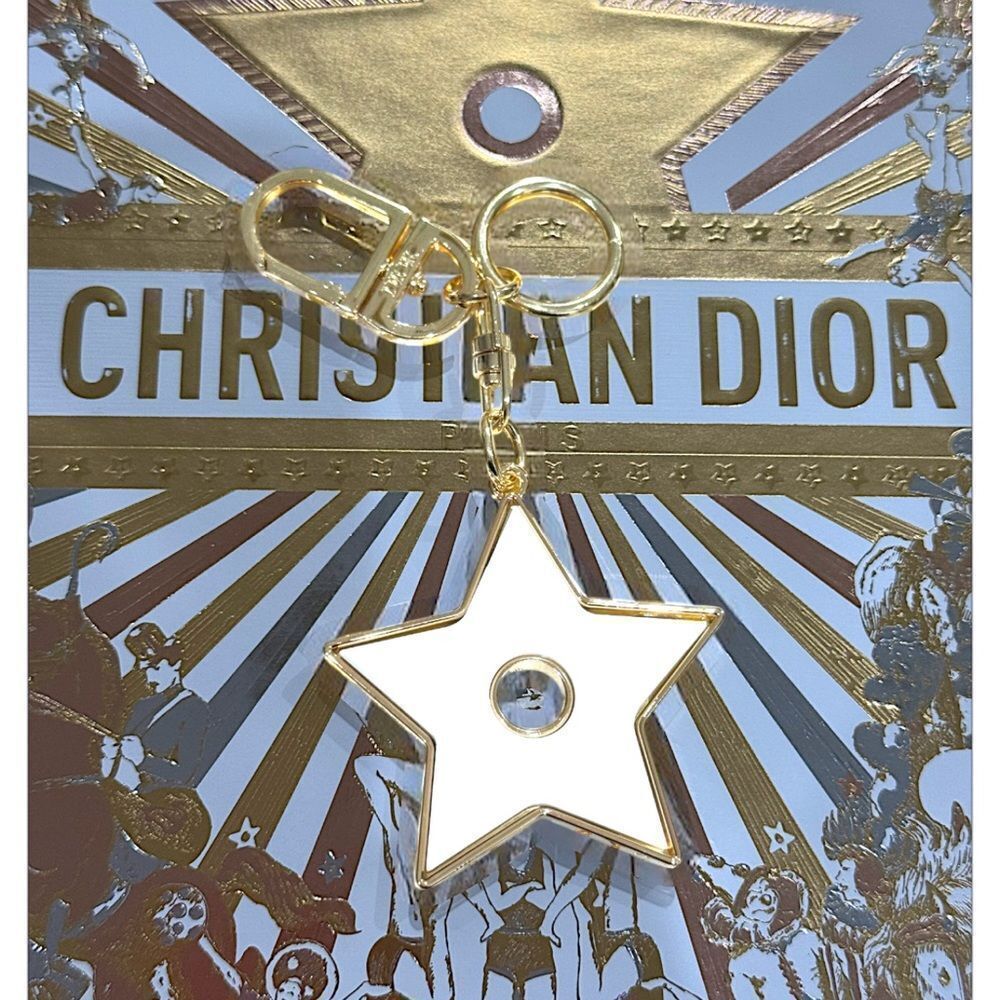 Dior Star Key Holder in Gold and White
